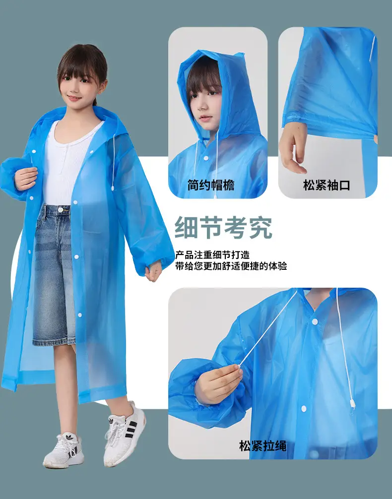 Eva Kidsren's Raincoat Full Body Explosion-Proof Rain Thickeneding Hiking Travel Non-Disposable Waterproof Primary School Students Go to School Outdoors — feature 19