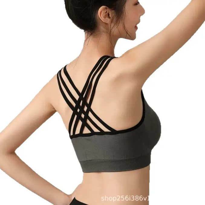 White Cross Back Sports Bra for Yoga Running - Image 9