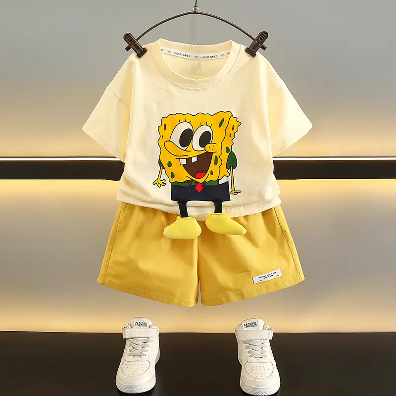 Boys Yellow Cartoon Shorts 2025 Summer Set - Image 2