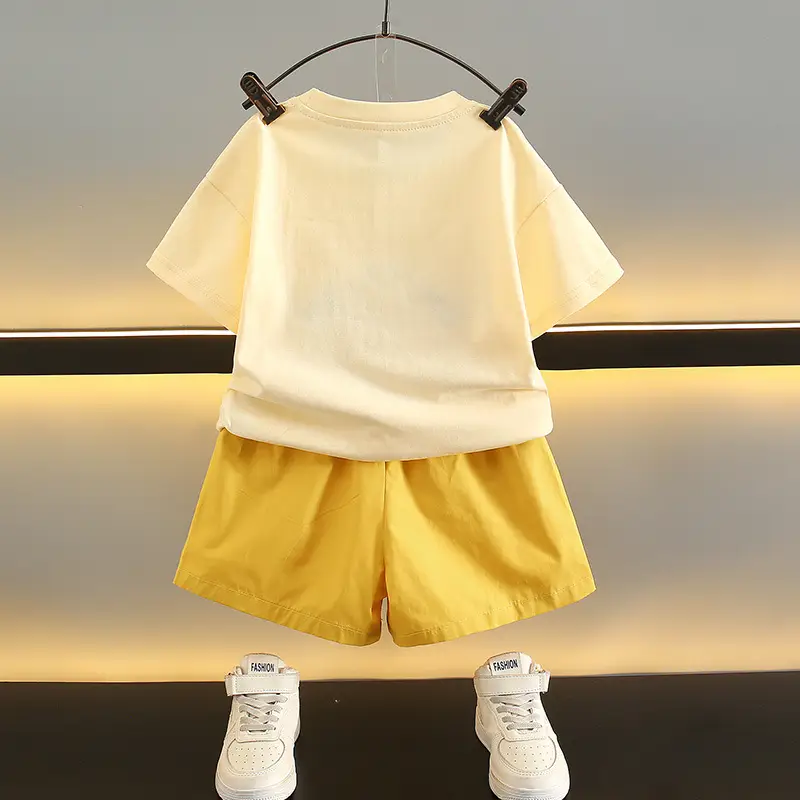 Boys Yellow Cartoon Shorts 2025 Summer Set - Image 3