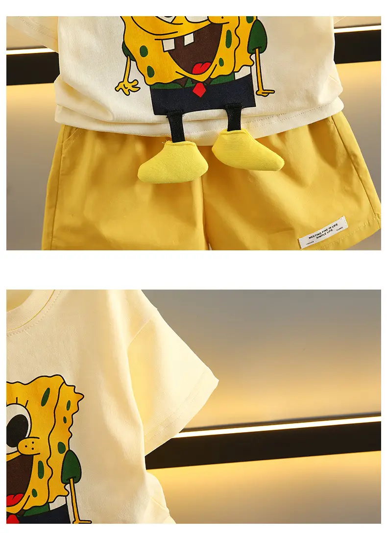 Boys Yellow Cartoon Shorts 2025 Summer Set — feature 10