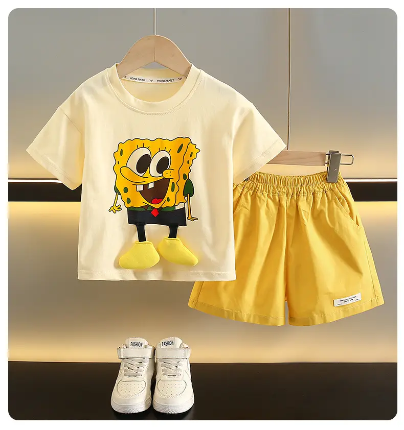 Boys Yellow Cartoon Shorts 2025 Summer Set — feature 6