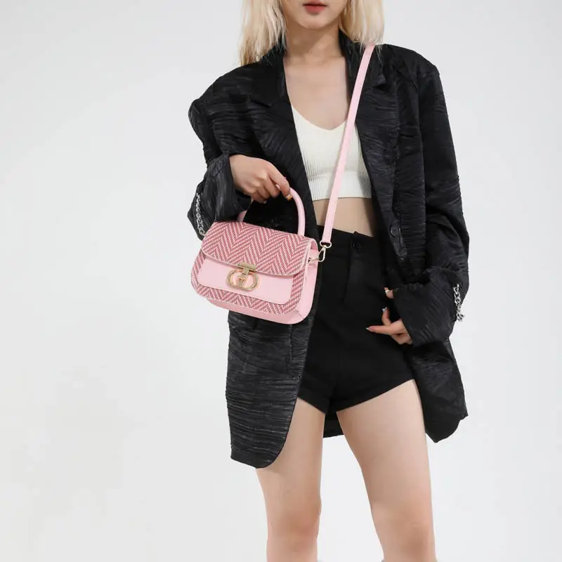 Pink Plaid Women's Shoulder Bag 2025 Summer - Image 8