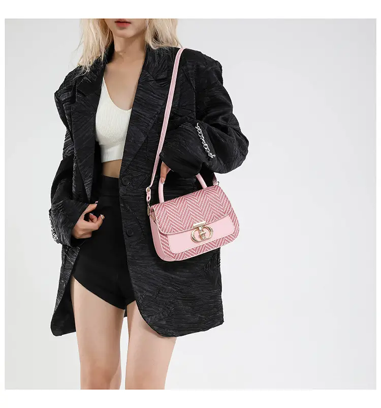 Pink Plaid Women's Shoulder Bag 2025 Summer — feature 13