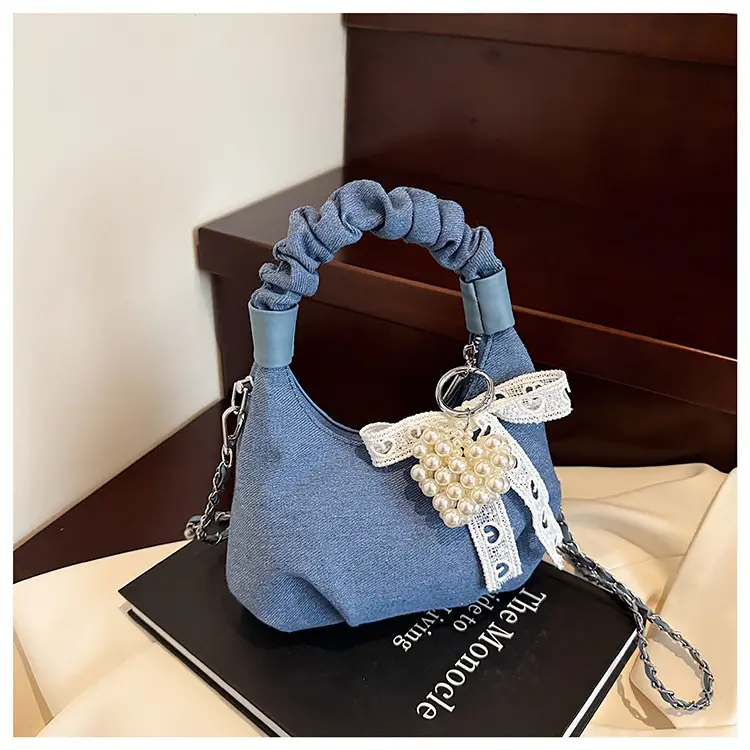 Light Blue Pearl Embroidered Handbag for Women — feature 19