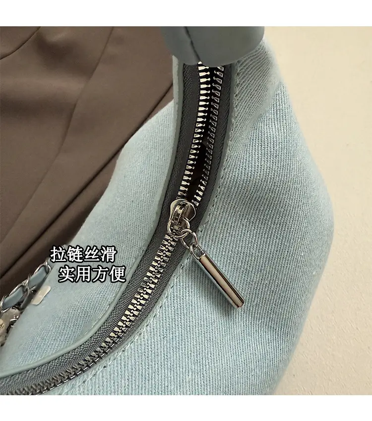 Light Blue Pearl Embroidered Handbag for Women — feature 6
