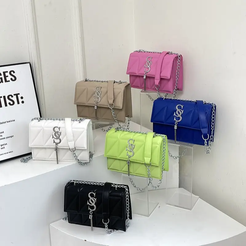 Blue Chain Crossbody Bag for Women
