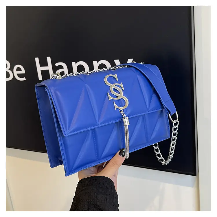 Blue Chain Crossbody Bag for Women