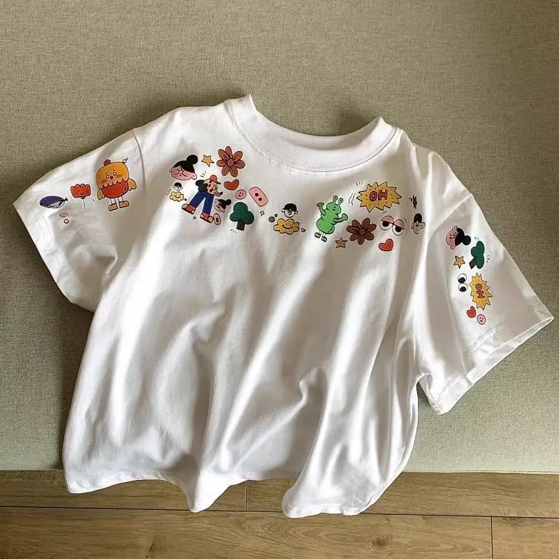 Children's Cotton Floral T-Shirt Short Sleeve Boys Medium