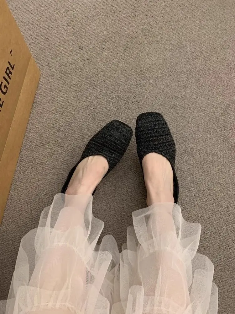 Women's French Holiday Woven Niche Slippers Spring Summer Baotou — feature 10