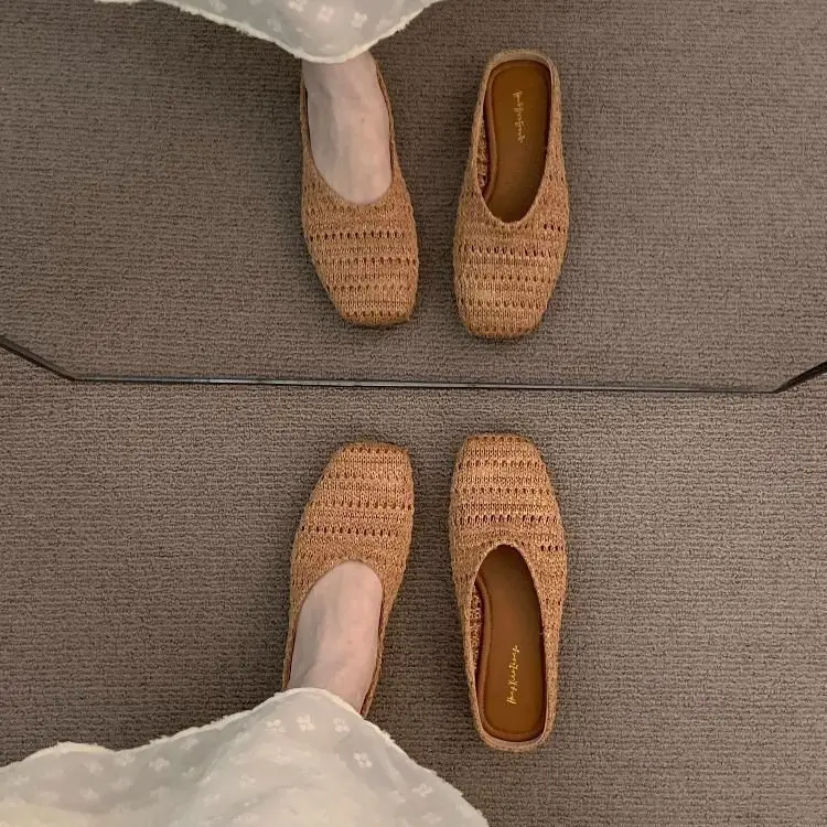 Women's French Holiday Woven Niche Slippers Spring Summer Baotou — feature 2