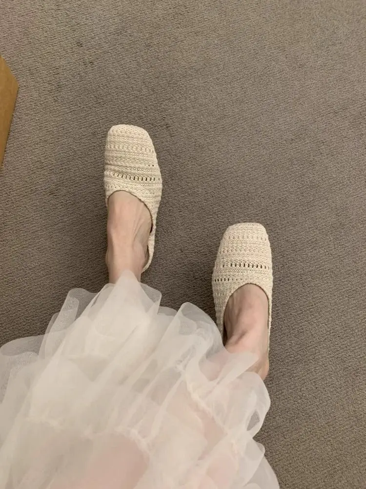 Women's French Holiday Woven Niche Slippers Spring Summer Baotou — feature 3