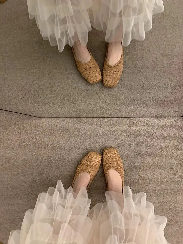 Women's French Holiday Woven Niche Slippers Spring Summer Baotou — feature 6