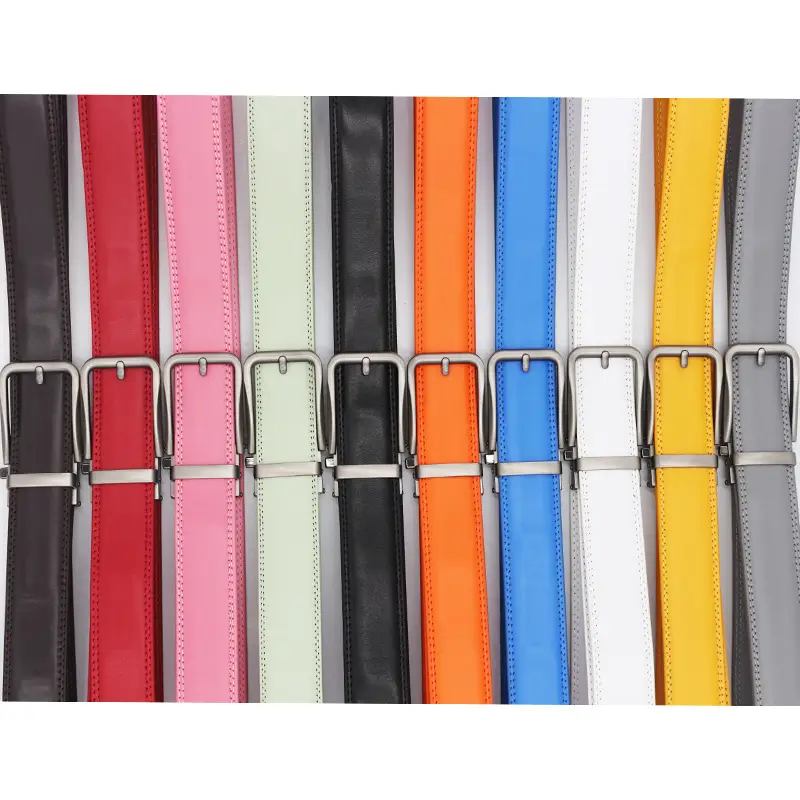 10-Color Export Men's Click Belt Fake Pin Belt Automatic Buckle Two-Layer Cowhide Leather Belt