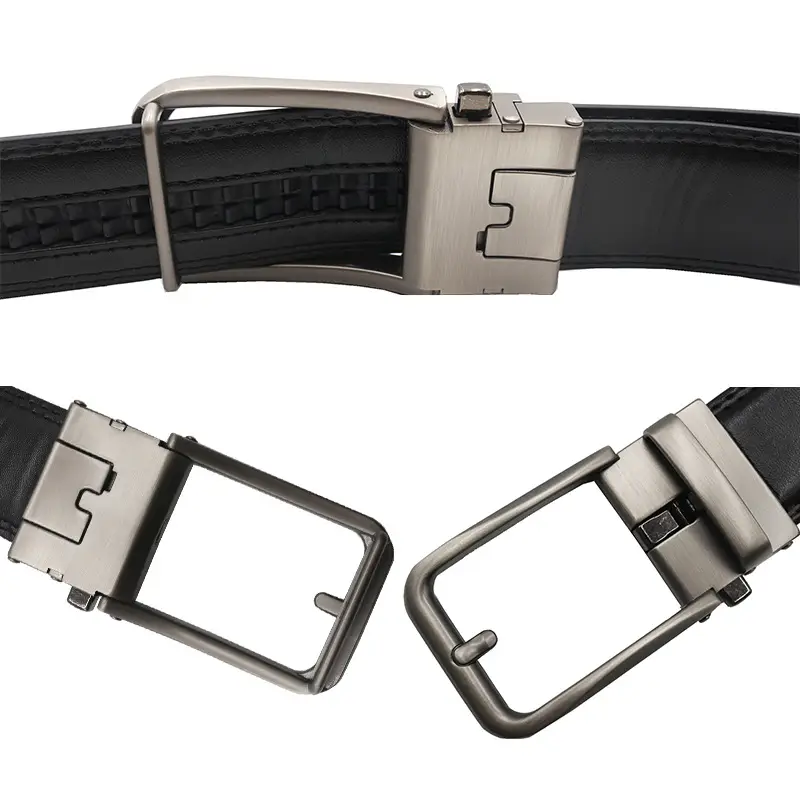 10-Color Export Men's Click Belt Fake Pin Belt Automatic Buckle Two-Layer Cowhide Leather Belt