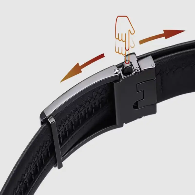 10-Color Export Men's Click Belt Fake Pin Belt Automatic Buckle Two-Layer Cowhide Leather Belt