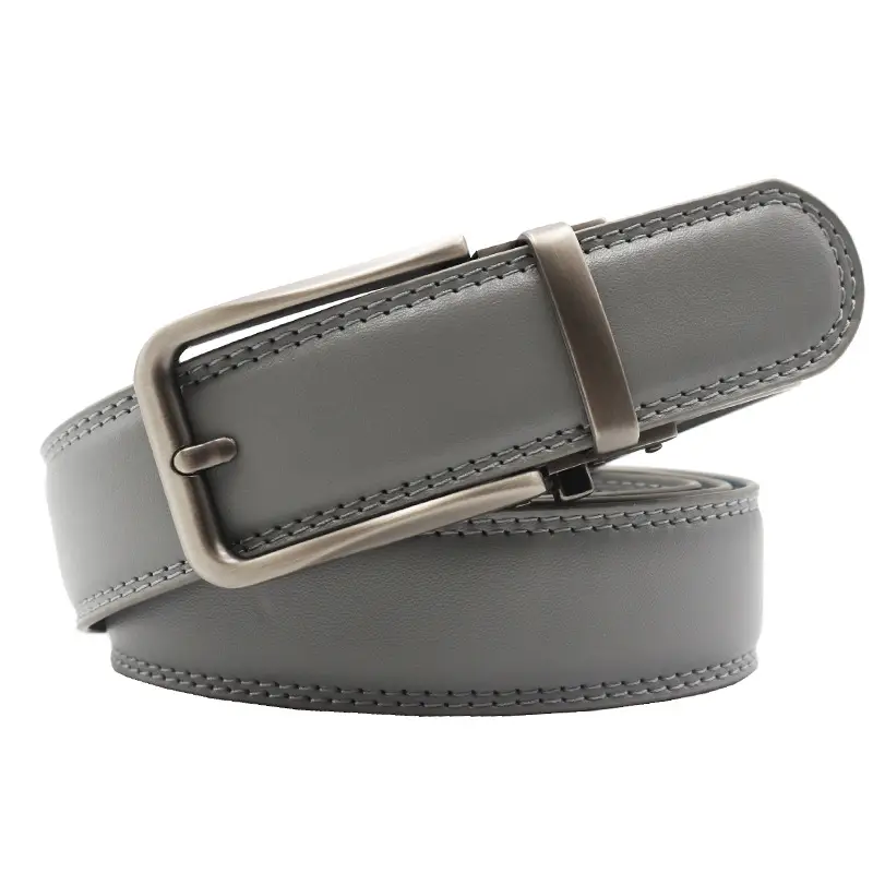 10-Color Export Men's Click Belt Fake Pin Belt Automatic Buckle Two-Layer Cowhide Leather Belt — feature 11