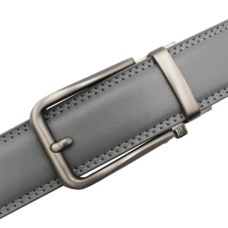 10-Color Export Men's Click Belt Fake Pin Belt Automatic Buckle Two-Layer Cowhide Leather Belt — feature 13