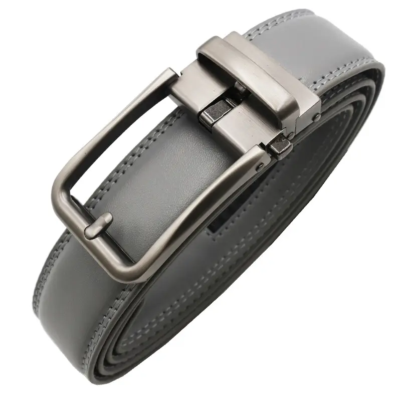 10-Color Export Men's Click Belt Fake Pin Belt Automatic Buckle Two-Layer Cowhide Leather Belt — feature 14