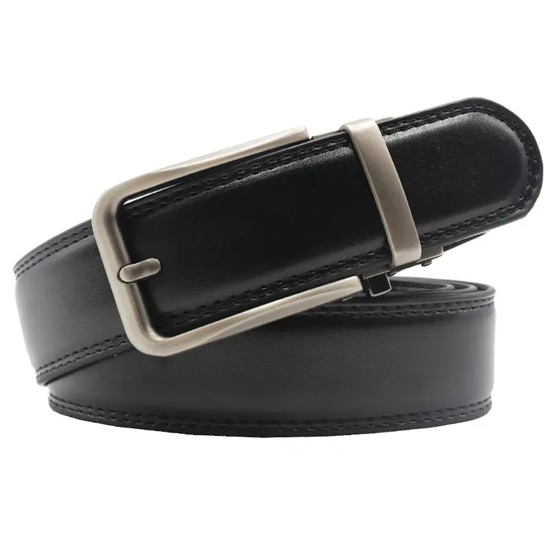 10-Color Export Men's Click Belt Fake Pin Belt Automatic Buckle Two-Layer Cowhide Leather Belt — feature 16