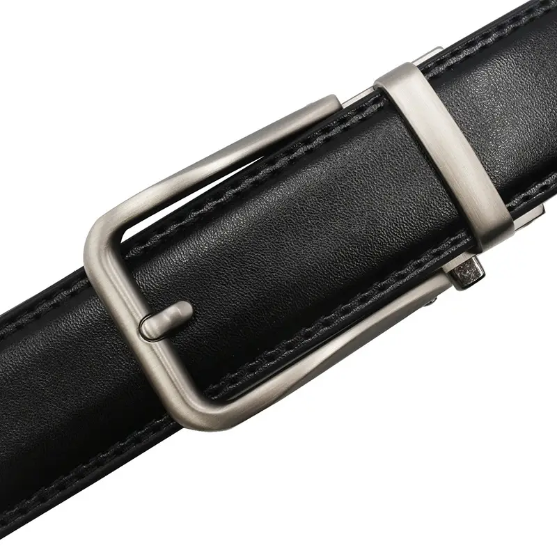 10-Color Export Men's Click Belt Fake Pin Belt Automatic Buckle Two-Layer Cowhide Leather Belt — feature 18