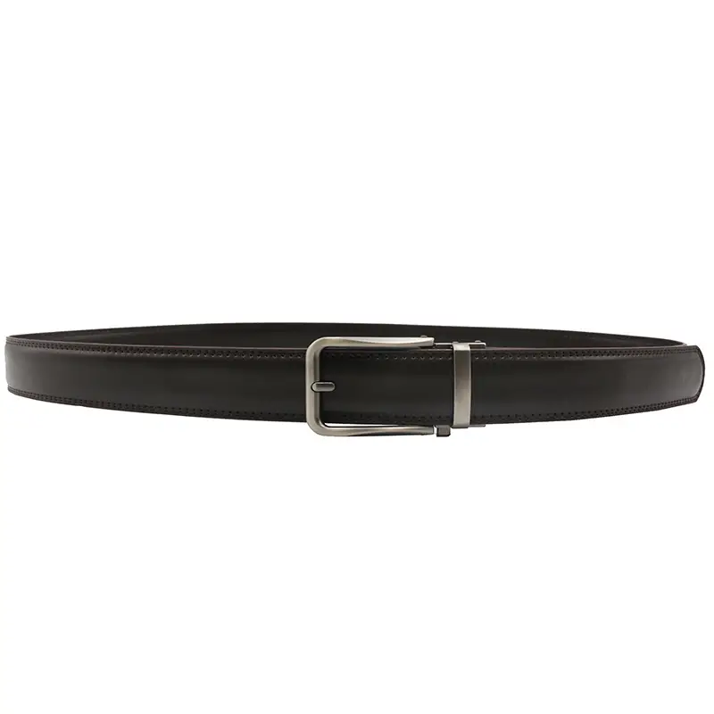 10-Color Export Men's Click Belt Fake Pin Belt Automatic Buckle Two-Layer Cowhide Leather Belt — feature 2