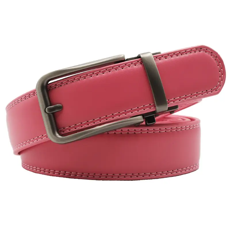 10-Color Export Men's Click Belt Fake Pin Belt Automatic Buckle Two-Layer Cowhide Leather Belt — feature 21