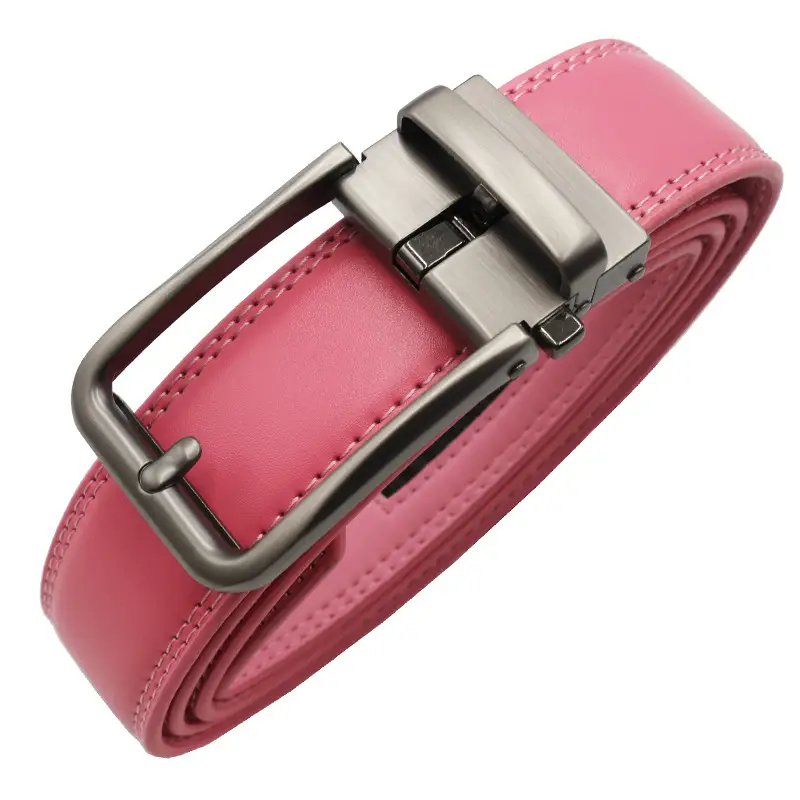 10-Color Export Men's Click Belt Fake Pin Belt Automatic Buckle Two-Layer Cowhide Leather Belt — feature 24