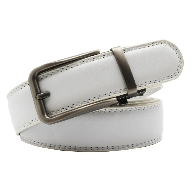 10-Color Export Men's Click Belt Fake Pin Belt Automatic Buckle Two-Layer Cowhide Leather Belt — feature 26