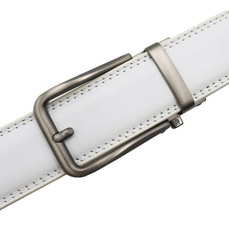 10-Color Export Men's Click Belt Fake Pin Belt Automatic Buckle Two-Layer Cowhide Leather Belt — feature 28