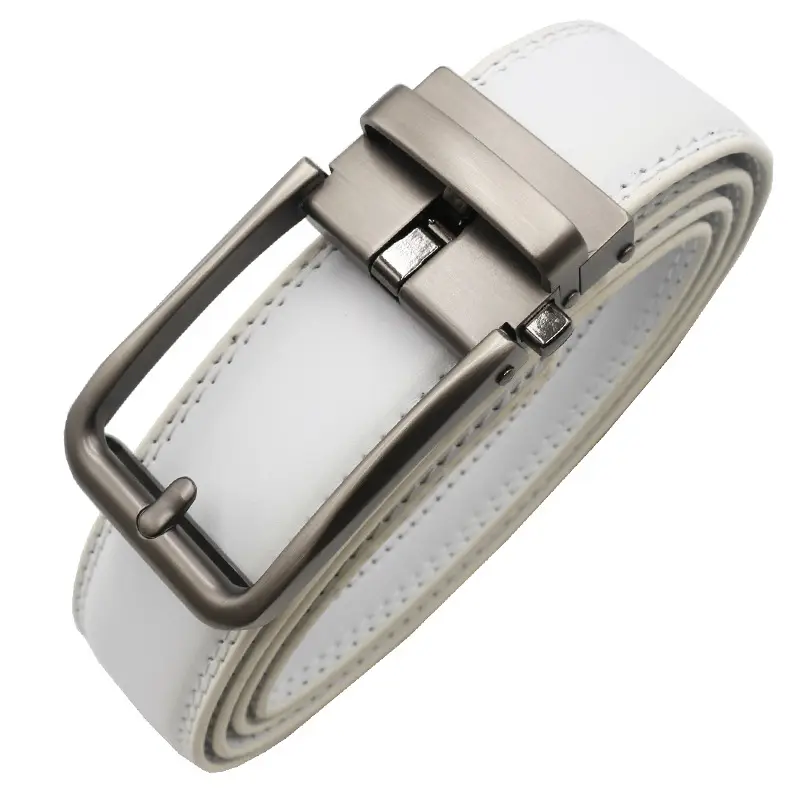 10-Color Export Men's Click Belt Fake Pin Belt Automatic Buckle Two-Layer Cowhide Leather Belt — feature 29