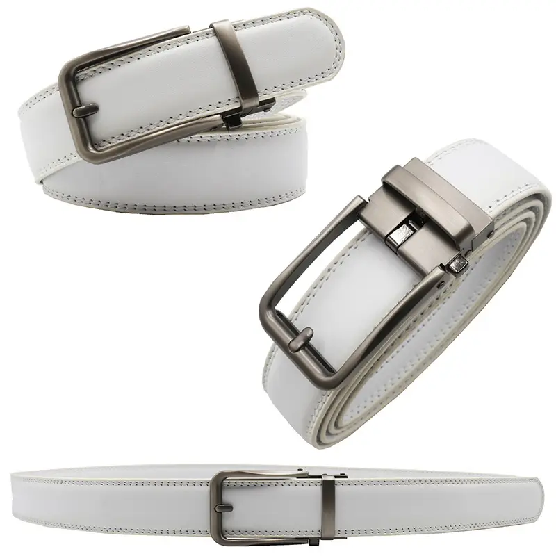 10-Color Export Men's Click Belt Fake Pin Belt Automatic Buckle Two-Layer Cowhide Leather Belt — feature 30