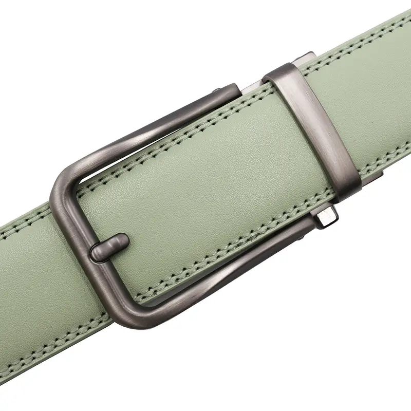10-Color Export Men's Click Belt Fake Pin Belt Automatic Buckle Two-Layer Cowhide Leather Belt — feature 33