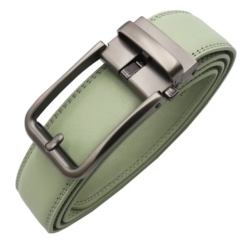 10-Color Export Men's Click Belt Fake Pin Belt Automatic Buckle Two-Layer Cowhide Leather Belt — feature 34