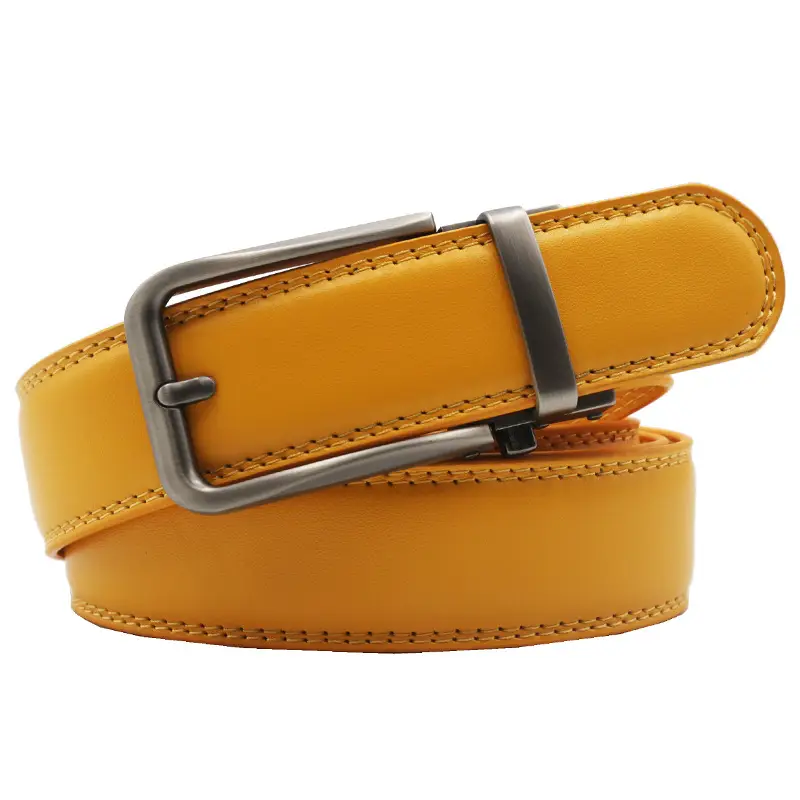 10-Color Export Men's Click Belt Fake Pin Belt Automatic Buckle Two-Layer Cowhide Leather Belt — feature 36
