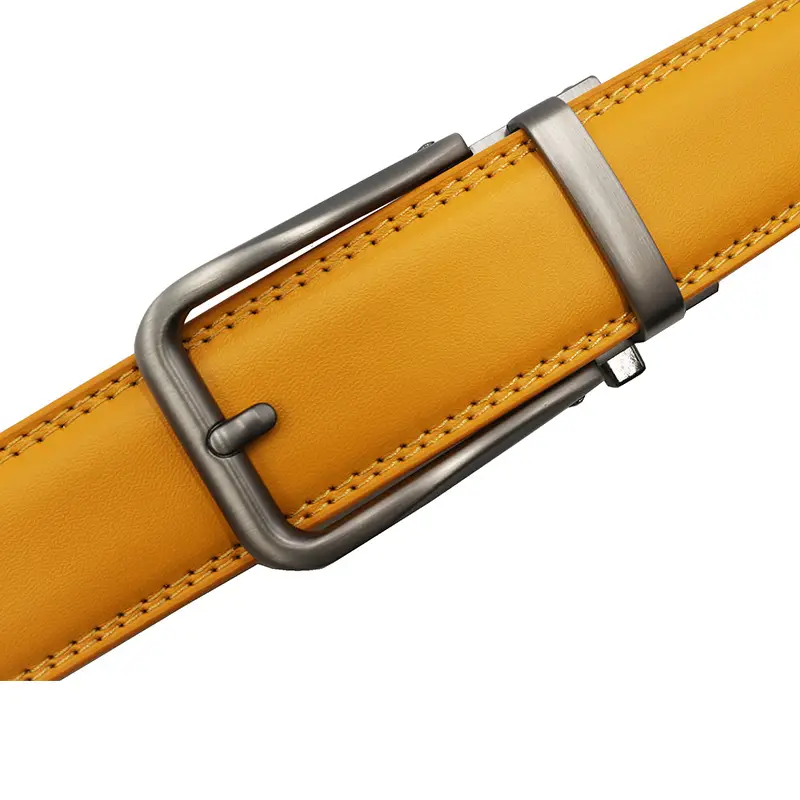 10-Color Export Men's Click Belt Fake Pin Belt Automatic Buckle Two-Layer Cowhide Leather Belt — feature 38