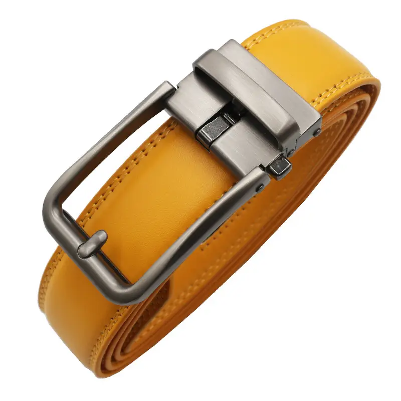 10-Color Export Men's Click Belt Fake Pin Belt Automatic Buckle Two-Layer Cowhide Leather Belt — feature 39