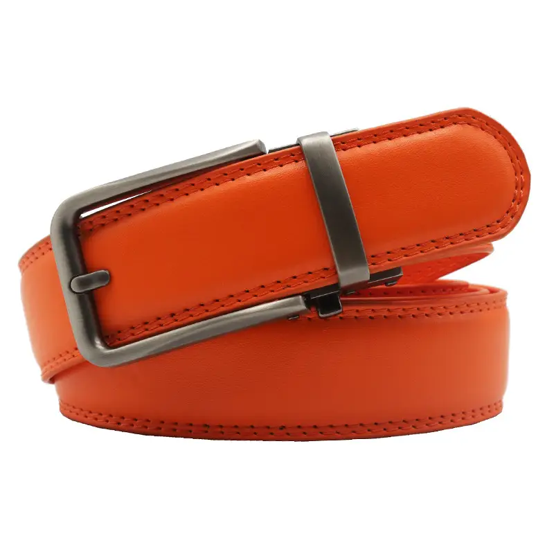10-Color Export Men's Click Belt Fake Pin Belt Automatic Buckle Two-Layer Cowhide Leather Belt — feature 41