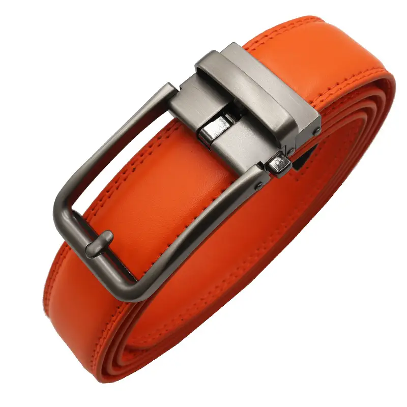 10-Color Export Men's Click Belt Fake Pin Belt Automatic Buckle Two-Layer Cowhide Leather Belt — feature 44
