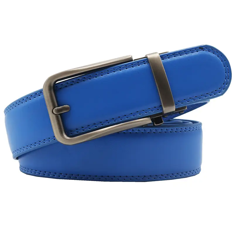 10-Color Export Men's Click Belt Fake Pin Belt Automatic Buckle Two-Layer Cowhide Leather Belt — feature 46