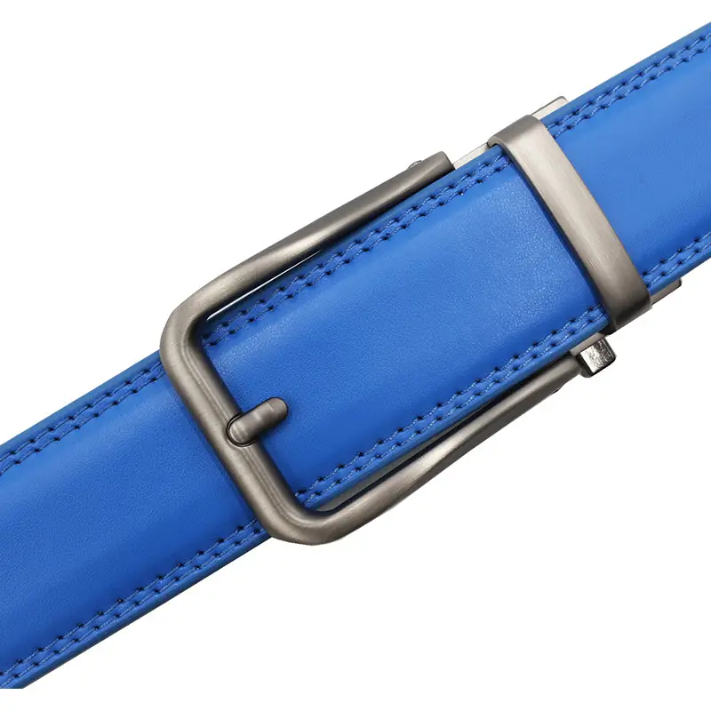 10-Color Export Men's Click Belt Fake Pin Belt Automatic Buckle Two-Layer Cowhide Leather Belt — feature 48