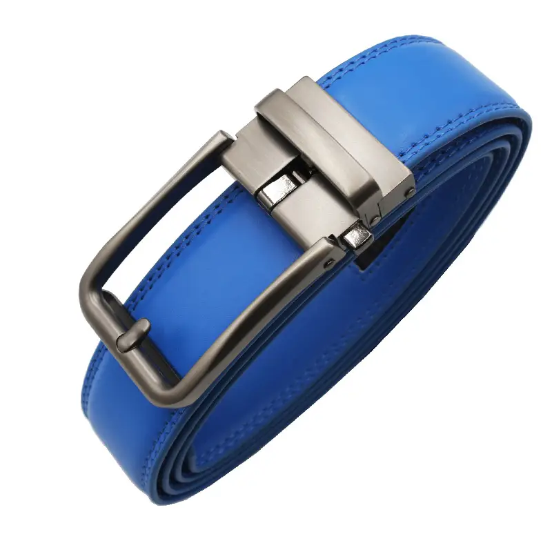10-Color Export Men's Click Belt Fake Pin Belt Automatic Buckle Two-Layer Cowhide Leather Belt — feature 49