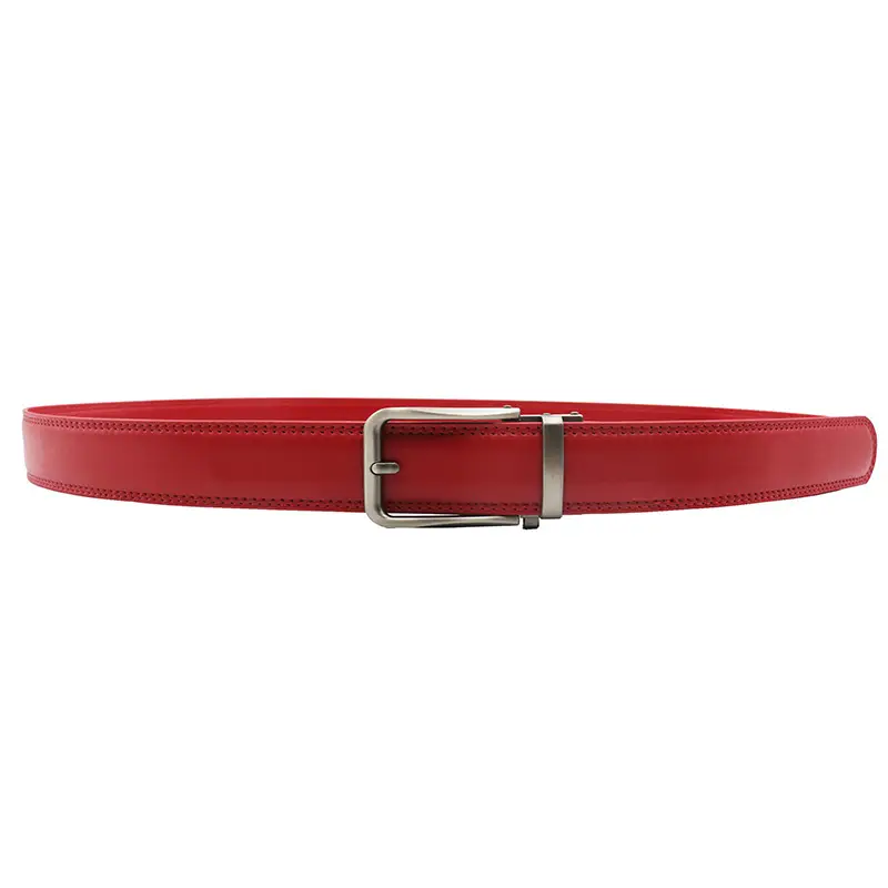 10-Color Export Men's Click Belt Fake Pin Belt Automatic Buckle Two-Layer Cowhide Leather Belt — feature 7