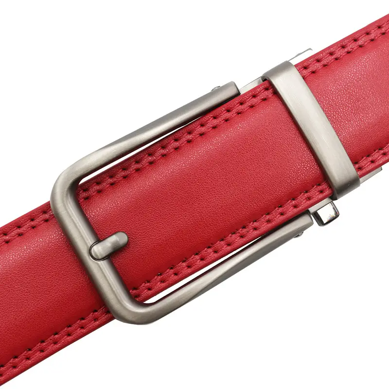 10-Color Export Men's Click Belt Fake Pin Belt Automatic Buckle Two-Layer Cowhide Leather Belt — feature 8