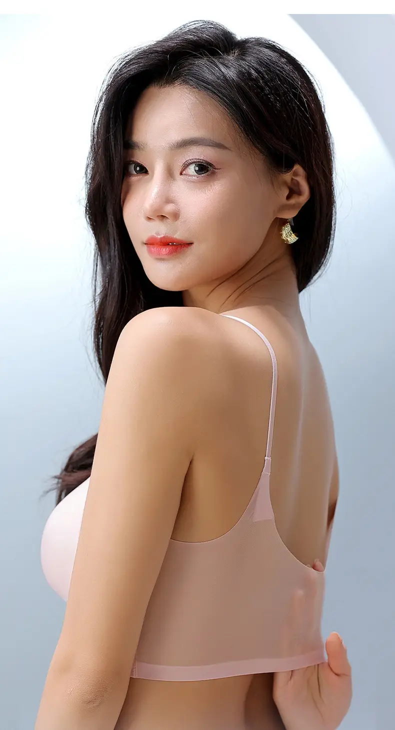 Summer New Ultra-thin Ice Silk Traceless Underwear Women's Rimless Sling Beautiful Back Big Chest Small Comfortable Breathable Bra — feature 6