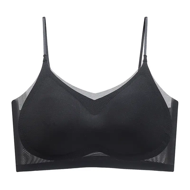 Summer New Ultra-thin Ice Silk Traceless Underwear Women's Rimless Sling Beautiful Back Big Chest Small Comfortable Breathable Bra