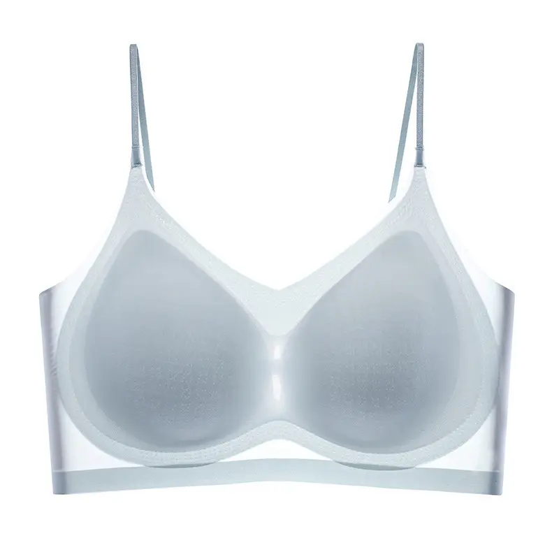 Summer New Ultra-thin Ice Silk Traceless Underwear Women's Rimless Sling Beautiful Back Big Chest Small Comfortable Breathable Bra