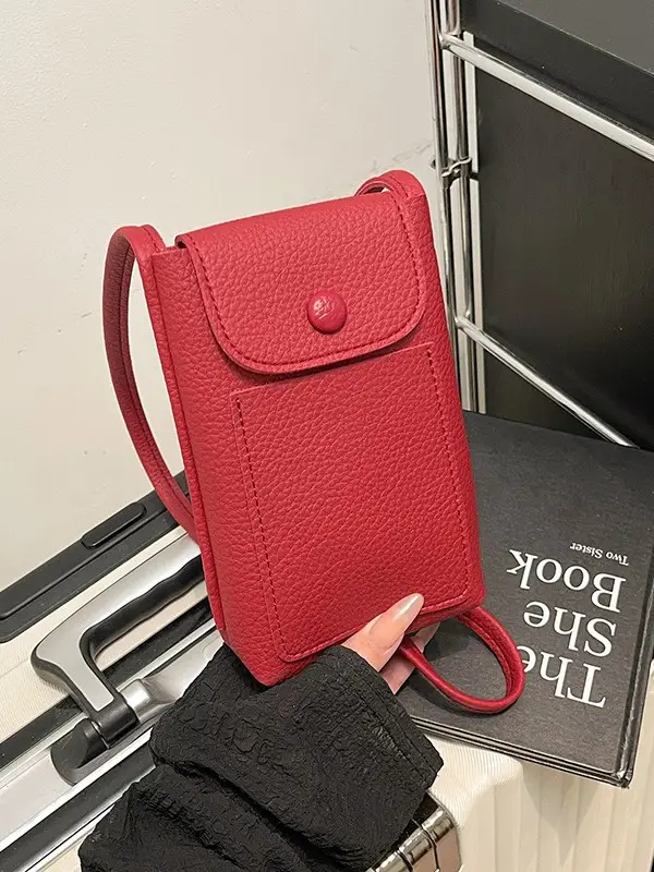 Red Leather Shoulder Crossbody Bag for Women 2025