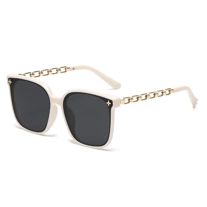 Retro Square Sunglasses for Women with Gold Chain