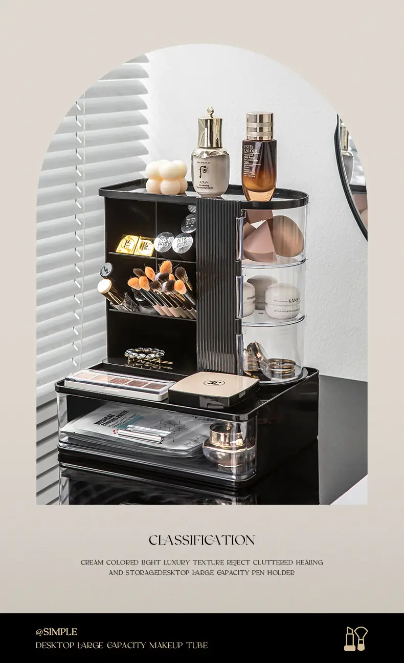 Large Capacity Makeup Storage Box Black 10x9x6.5cm β feature 10